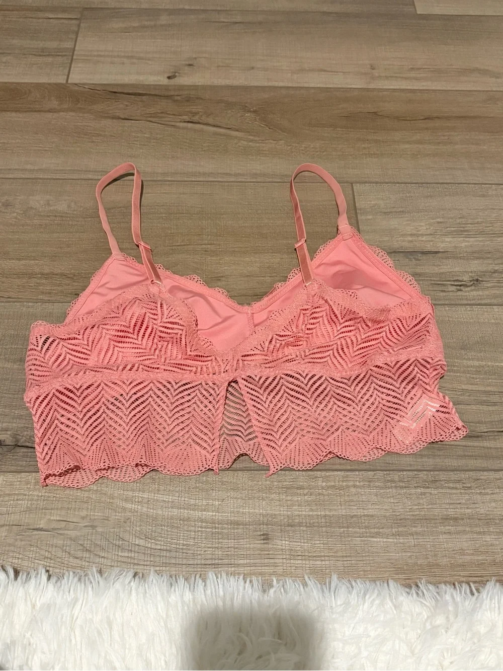Adrienne Vittadini Longline Geo Lace Bralette Rose pink size XL